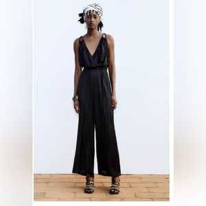 Zara Wrinkled Effect Jumpsuit Black